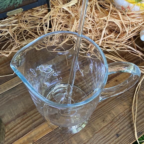 KROSNO Poland Beautiful Glass Drink Pedestal Pitcher with Glass Mixing Stirrer - Picture 12 of 16